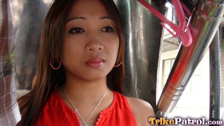 Asian teen Crystel strips and shows her small tits and hot ass